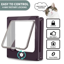 Classic Cat Flap, 4-Way Magnetic Closure, Easy Installation Cat Door, Pet Door, Silent Manual Dog Flap, Pet Flap, Indoor Door in Wall/Wooden Door/Upvc (Brown, M)