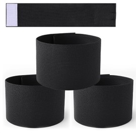 4PCS Captain Armbands, 7x33 CM/2.75x13 Inch Black Elastic Arm Band Adjustable Leader Armband Funeral Mourning Band Team Sport Armband for Adult Youth Soccer Volleyball Football Rugby Basketball Player