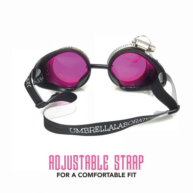 Steampunk Victorian Style Goggles with Compass Design, UV Glow in