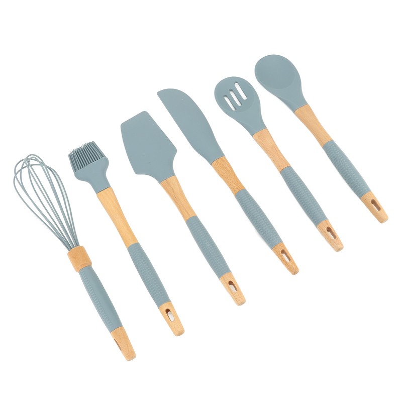 Silicone Cooking Utensils 6 Piece Silicone Utensil Set Durable Wooden