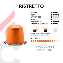 CARRARO 1927 Ristretto Coffee Capsules - 100 Aluminum Coffee Pods Compatible with Nespresso Original line, Dark Roast - Intensity 12/14, Made in Italy