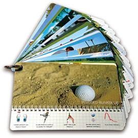 POIET Golf Reference Cards Ultimate Pocket Survival Guide and Golf Instruction Booklet Clip-on Carabiner for Your Golf Bag Compact Waterproof PVC Cards for Troublesome Shots