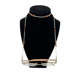 Colorful White Bronze Beaded Eyeglass Chain, Glasses Chains for Women, Beaded Glasses Chain, Handmade Chain for Glasses, Crochet Eyeglass Chain, Eye Jewelry.Czech Glass Beads.