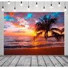 CORFOTO 8x6ft Fabric Beach Palm Tree Backdrop for Photography Sunset