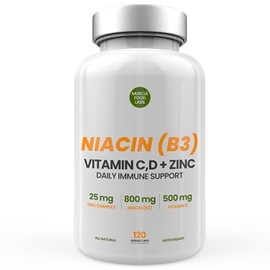 3 PACK - MUSCLE FOOD LABS C D Z | NIACIN(B3) | 360 Vegetarian Capsules |3 PACK