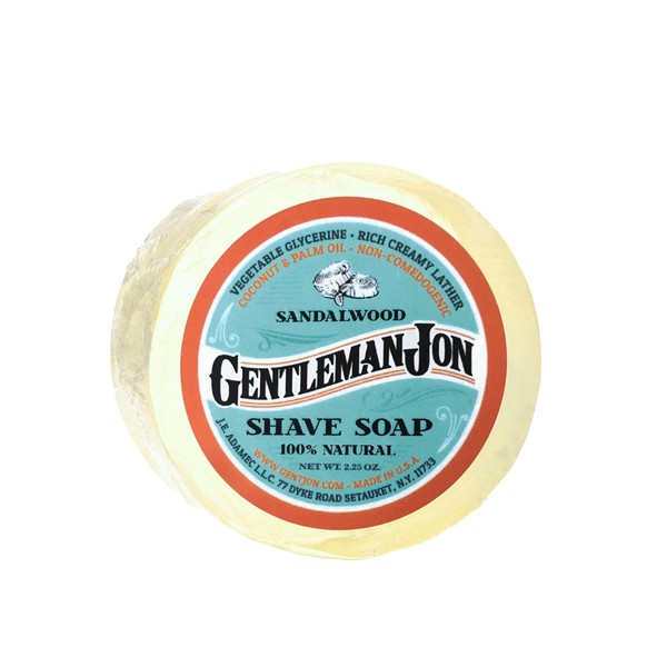 Gentleman Jon Sandalwood Shaving Soap for Men - Creates the Perfect Lather - Ideal for Smooth Shaves - Moisturizes and Protects - Elevate Your Grooming with this Classic Shave Essential (2.25 oz)