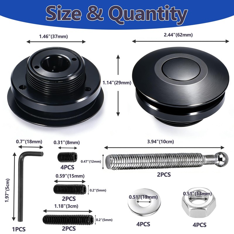 Klfte 2 Pack Quick Latch Hood Pins Universal 2.44" Diameter