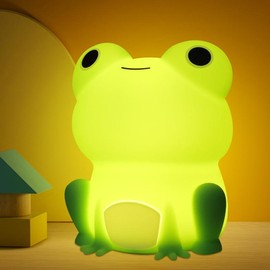 Pookie - Cartoon Capybara Design Night Light, USBRechargeable Animal Shaped Night Light, PortableTouch Control Light For Bedroom, Living Room2025 Springtok axolotl gift mushroom night light - Color: Frog
