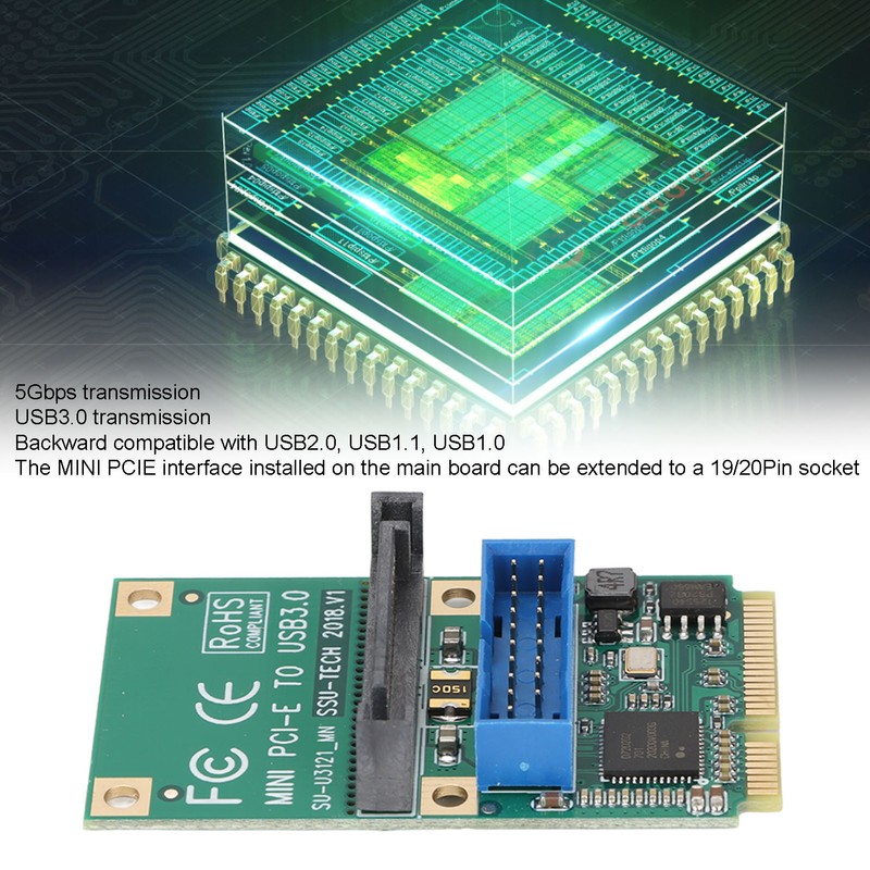 MINI PCIE to USB3.0 Expansion Card 19/20PIN 5Gbps Transmission 15Pin