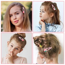 Nogeqi 4 Pcs Strawberry Hair Accessories,Cute Strawberry Hair Clips for Girls,Fruit Snap Hair Clips,Kawaii Hair Barrettes for Women Girls Decorative(Pink)