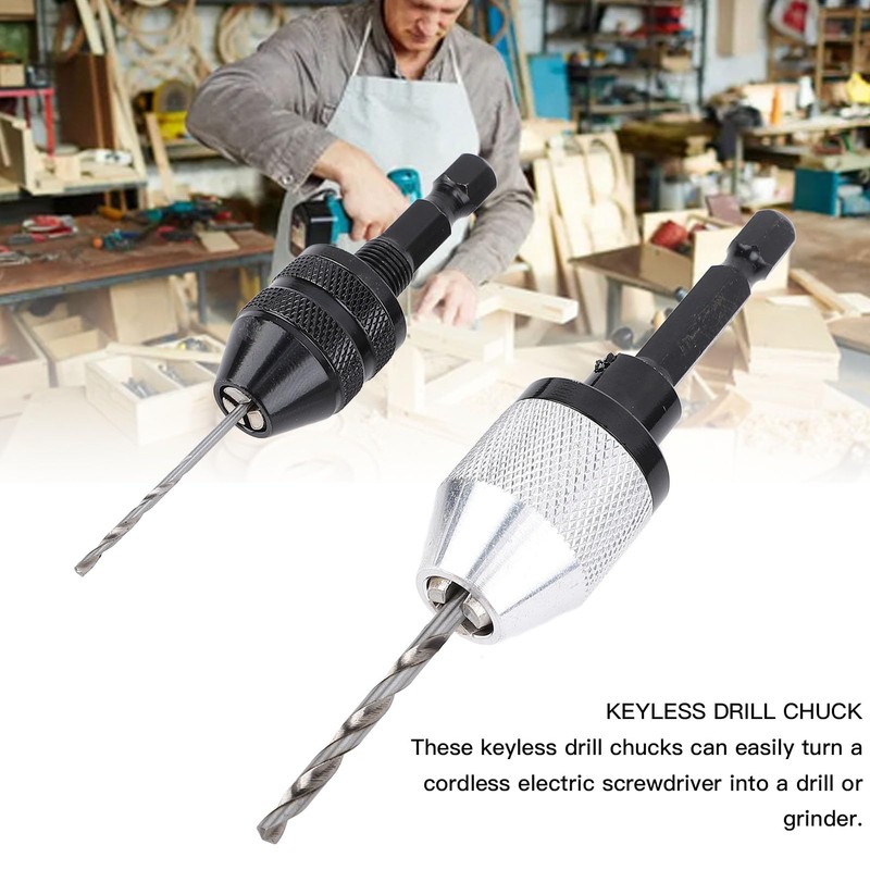 Yosoo 2 Piece Keyless Drill Chucks, 10PCS Bits, Hex Shank