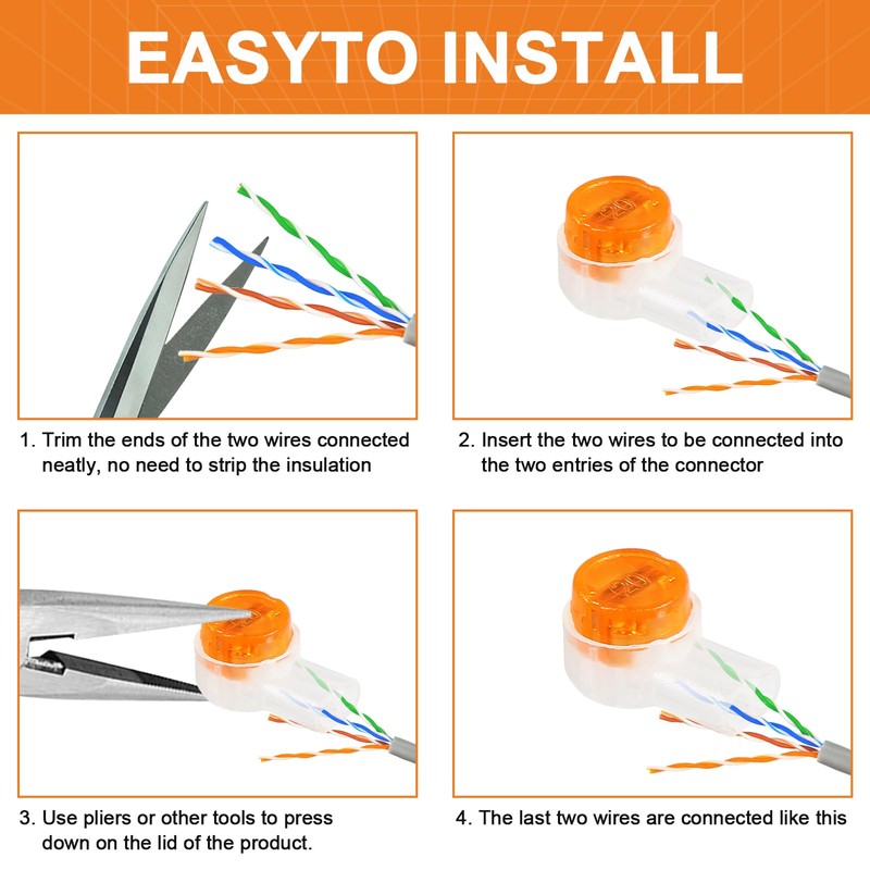 AEDIKO 200pcs K2 Telephone Wire Splice Connector Waterproof UY Gel