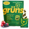 Gruns Adults Super Greens Gummies, Superfood Gummy Bears with Spirulina, Chlorella, Prebiotics & Fiber for Digestive Health, Adaptogens Supplement with 20 Vitamins & Minerals, Low Sugar, 28 Packets
