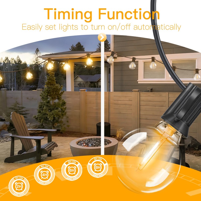 Ccinny Outdoor String Lights 150FT with Remote Dimmer, G40 Globe