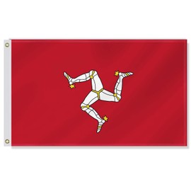 3×5 FT Man Island Flag,Large Isle of Man Decor,Double Side Digital Printed 150D Polyester Banner With Canvas Header Brass Grommet