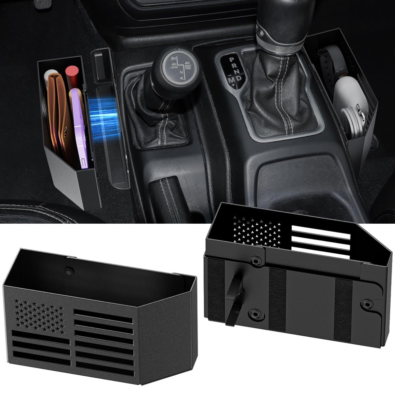 DIAMOOKY Upgraded Metal Magnetic Center Console Organizer for Jeep Wrangler