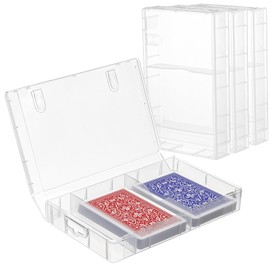 4 PCS Plastic Bridge Size Playing Cards Boxes, Snaps Closed Empty Plastic Storage Box, 2 Decks Bridge Card Case, Playingcard Storage Clear Business Trading Card Case for Cards