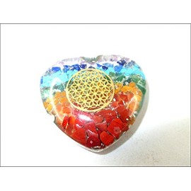 Jet International Orgone Chakra Layer Heart Flower of Life 2.5 Inches Approx. Gemstone Chakra Balancing Love Gift Healing Energy Progress Prosperity Crystal Therapy Brochure Free