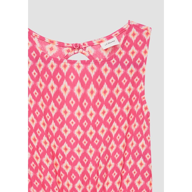 s.Oliver Crinkled Viskose Jumpsuit im Loose Fit mit Rücken-Cut-Out pink