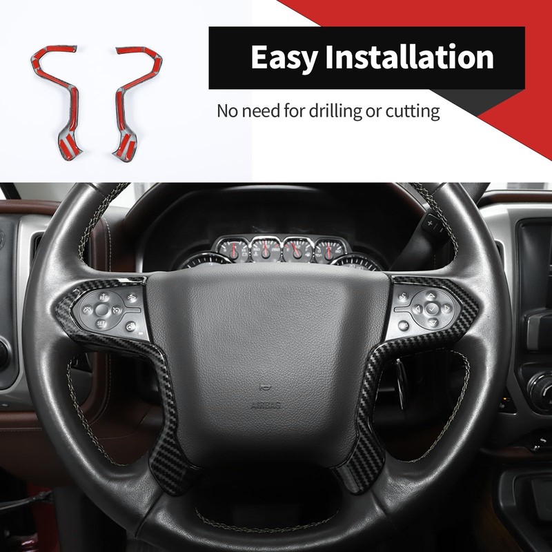 Voodonala for Silverado Center Console Steering Wheel Panel Cover Trim
