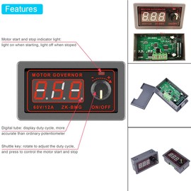 Youmile PWM Motor Speed Controller ZK-BMG DC 12V 24V 60V 500W Adjustable ignal Generator Driver Module with Stepless Switch red and black cable
