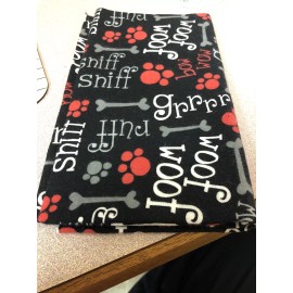 Snuggle Flannel Woof Woof Sniff Sniff Grrrr Dog Bones Paws Fat Quarter Black