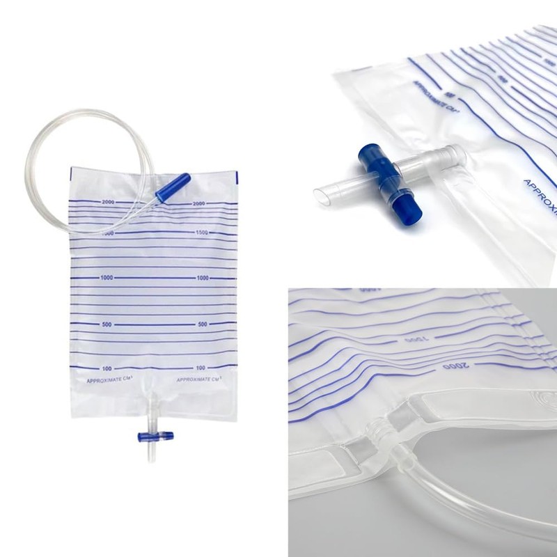 DeaHea 5 Pack Urinary Drainage Bag 2000ML Urine Bag with
