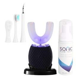 RONGCHUANG Ultrasonic Toothbrush for Adults Automatic Toothbrush Electric Ultrasonic Toothbrush 30'' Automatic Timer Wireless Charging Washable Travel Home Dual-use (Black, M)
