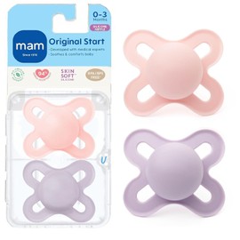 MAM Start - Chupetes para recién nacidos (2 unidades, 1 funda esterilizadora), chupetes recién nacidos, el mejor chupete para bebés amamantados, funda para chupete de bebé esterilizante