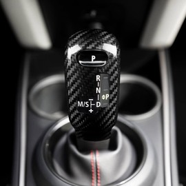 KUNGKIC Real Hard Carbon Fiber Car Gear Shift Knob Handle Trim Sticker Protector Decoration Interior Trim for Mini Clubman Countryman F54 F55 F56 F57 F60 2020-2023 Accessories Auto Parts Gift (Black)