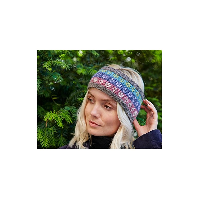 Pachamama Women Wool Ear Warmer Headband Fleece Lined Handknitted Pastel