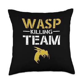 Exterminator Design Pest Fighter Wasp Killing Team Exterminator Pest Control Throw Pillow, 18x18, Multicolor