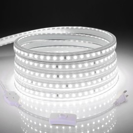 AIMENGTE - Tira de luces LED para habitación, CA 110 V, 240 LED, 6500 K, impermeable, para exteriores, para jardín, patio, interior, debajo del gabinete, recámara, cocina, sala de estar (6.5 pies,