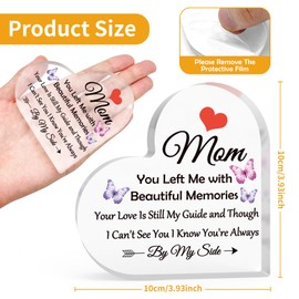 Memorial Gift for Loss of Mother In Memory of Mom Heart Shaped Acrylic Decor Remembrance Gift for Loss of Mom Bereavement Gift for Women Men Acrylic Sign Gift Daughter Son Inspirational Gift