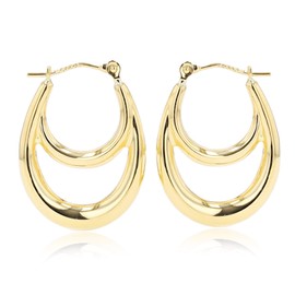 14K Yellow Gold High Polished Double Hoop Earring