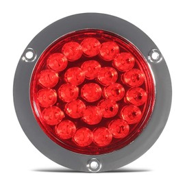 Partsam 4Pcs 4" Round Red LED Stop Turn Tail Lights Brake Trailer Lights 24LED, 4 Inch Round Led Trailer Tail Lights Red Flange Mount Waterproof for RV Trucks 12V DC