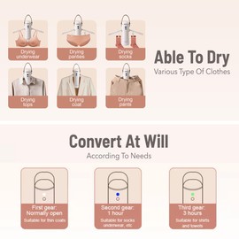 Sanivery Electric Portable Dryer for Clothes - Mini Clothes Dryer with Shoe Drying Attachment, Foldable Drying Rack, Super-Quiet Motor, Timers Automatically Shutdown - Compact Travel Dryers