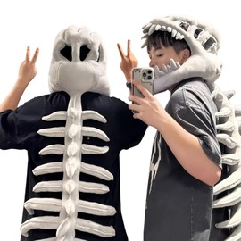BAVBAV Dinosaur Onesie Cosplay 3D Fluffy Skeletal Costume Jumpsuit for Kids and Adults Monster Dinosaur Style Plush Toy Popular (75cm)