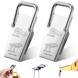 Gulfmew 2 Pcs 3 in 1 Beer Bottle Opener Resealer, Stainless Steel Twist off/pry off Opener, Portable Bottle Reseal Tool for Beer Soda, Durable Rust Resistant for Home, Travel, Party, Gift for Men