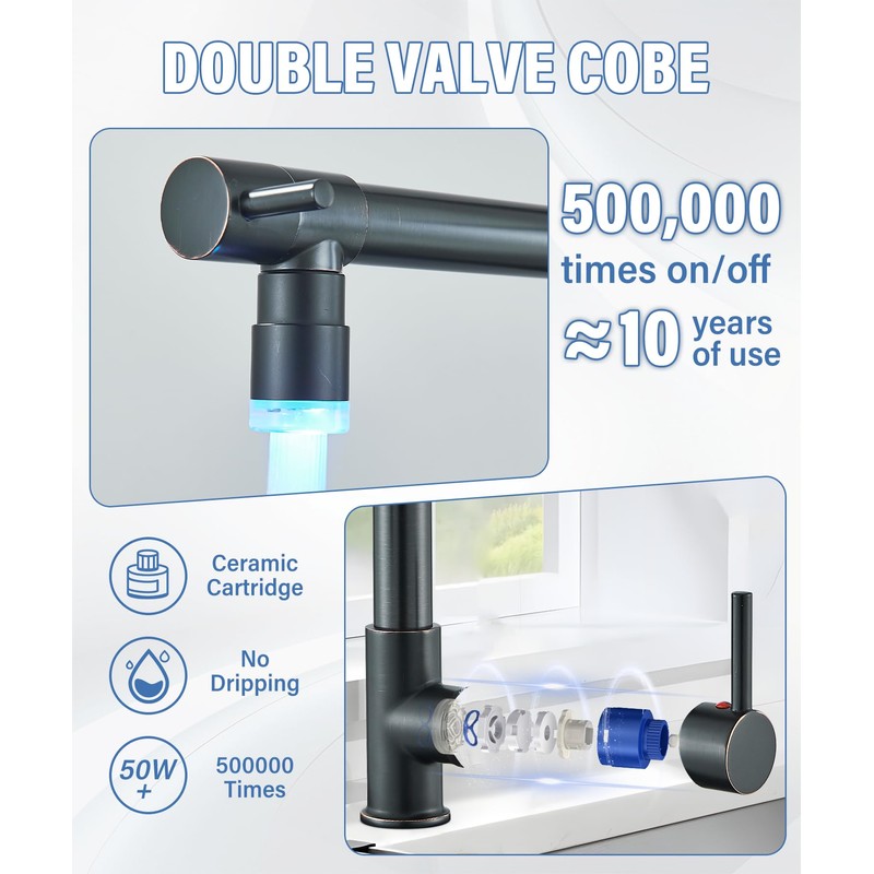 NeierThodore Commercial Pull Down Kitchen Faucet Sprayer with LED Single