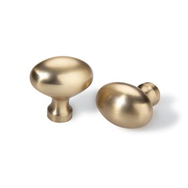 TUNNY 10 Pack Oval Ellipse Single Hole Cabinet Knob-Champagne Bronze Single Hole Furniture Hardware Knob for Bathroom Dresser Kitchen Cabinets Bedroom Cabinet Pull