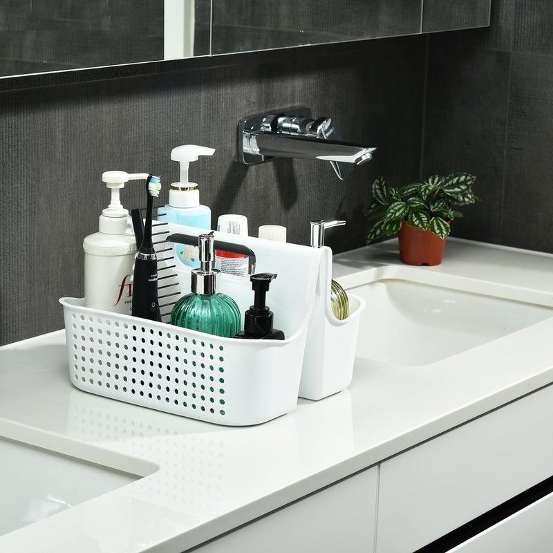 ALINK Plastic Shower Caddy Basket, Portable Divided Cleaning Supply Storage