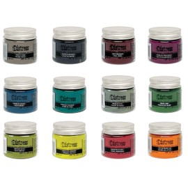 Bundle - 12 Distress Embossing Glaze - Tim Holtz -Coral Sapphire Lagoon Lawn Peacock Lemonade Mahogany Sage Olive Pumice Preserves Marmalade - Ranger Ink 2023 Release