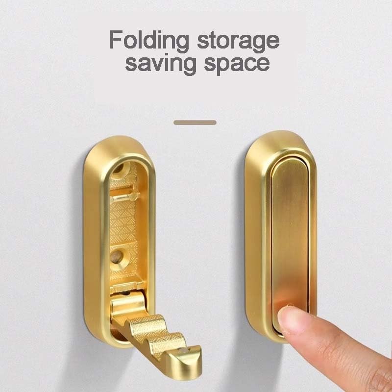 2PCS Folding Coat Hook, Heavy Duty Wall Hooks, Foldable Gold