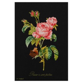 Thea Gouverneur - Kreuzstich-Set - Rosenroter Weg - Aida Schwarz - 18 Count - Für Erwachsene - 2030.05