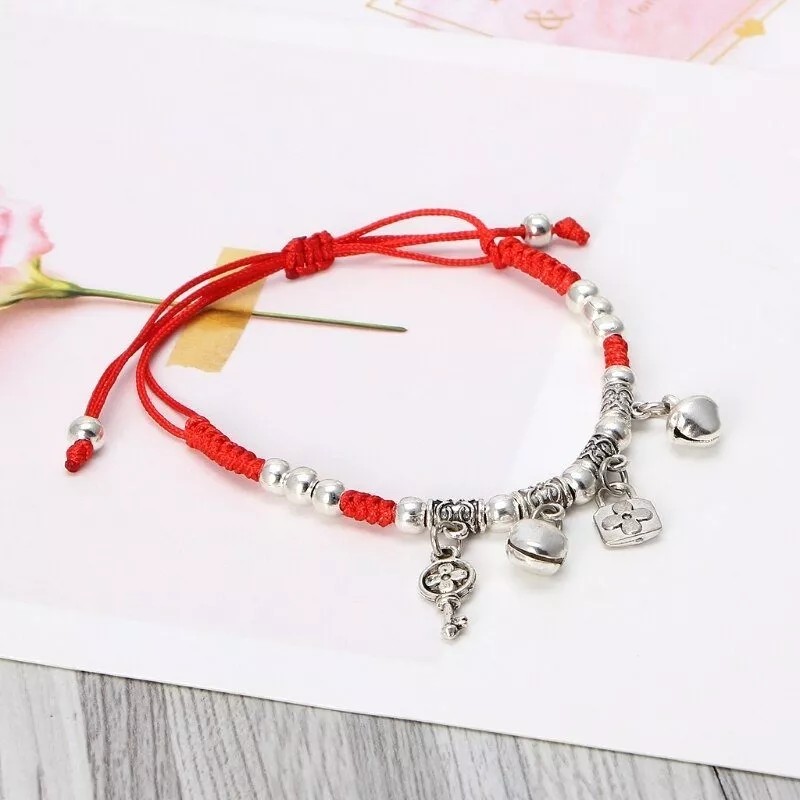 Veraly Pulsera Tobillera Hilo Rojo Destino Con Llave Candado F