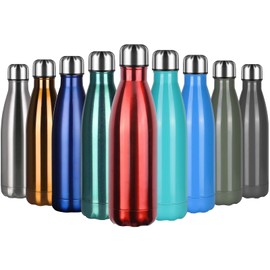 flintronic Stainless Steel Water Bottle, 500 ml - Vacuum-Insulated Thermos Flask - Double-Walled Bottles - BPA-Free, Leak-proof Water Bottle for Sports, School, Fitness (Including 1 Cleaning Brush)