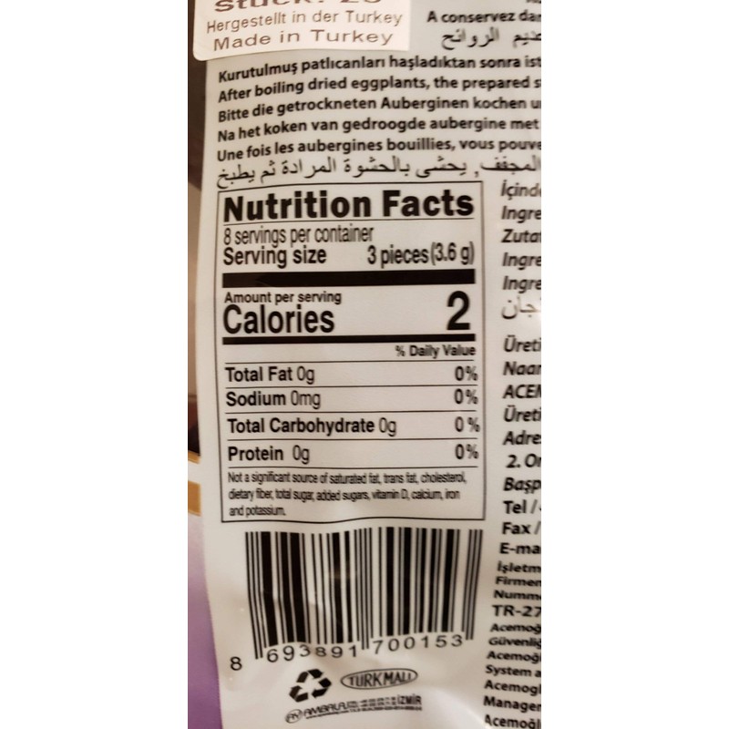 ÖNcü Dried Eggplants - Kurutulmuş Patlıcan 25pcs