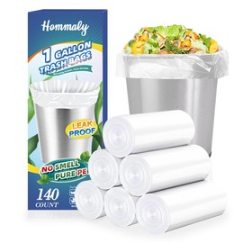 Hommaly- 1 galón 140 Unidades (0,8-1 galón) Bolsas de Basura pequeñas y Transparentes, Resistentes, para Cubos de Basura de 3 y 4,5 litros (0,8-1,2 galones).