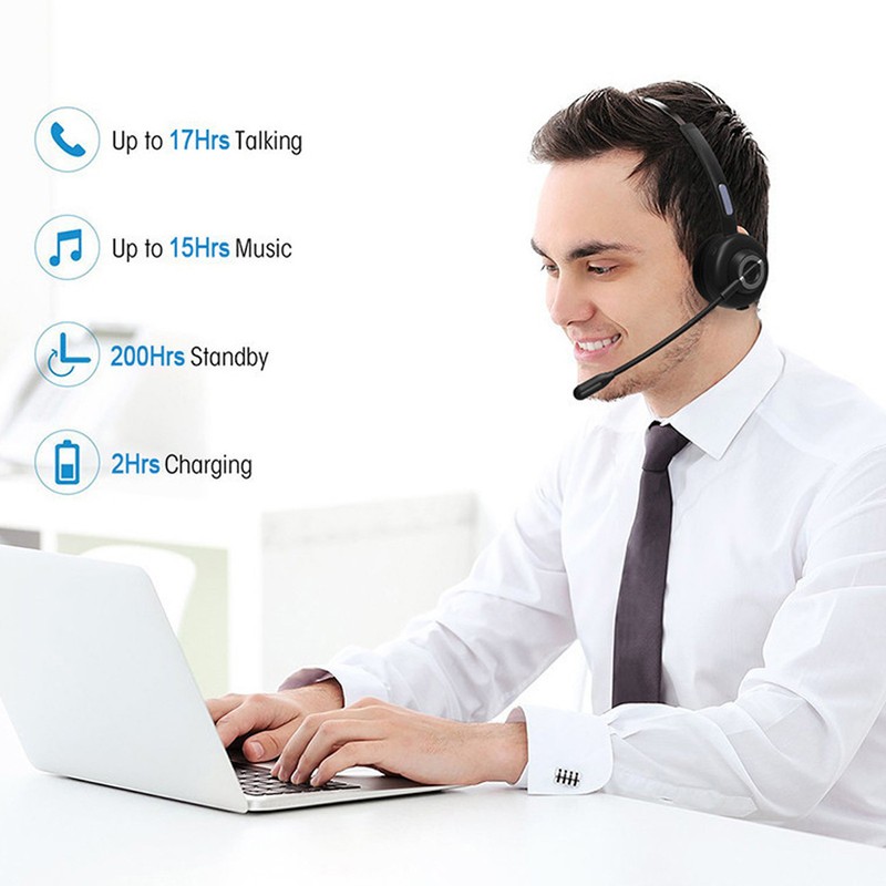 Call Center Headset Noise Cancelling Comfortable Adjustable Bluetooth Headset with